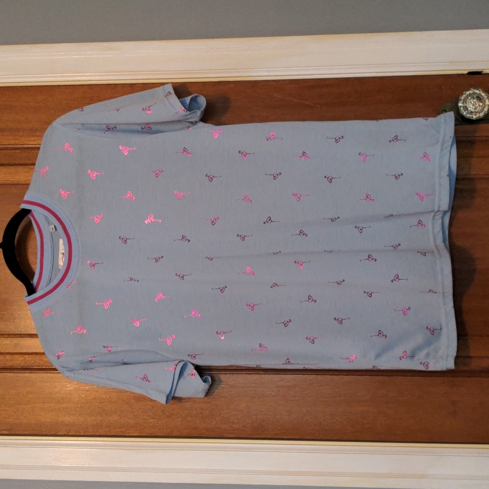 Fresh Prints of Bel Air Men's Baby Blue Pink Flamingo Print T-shirt Medium